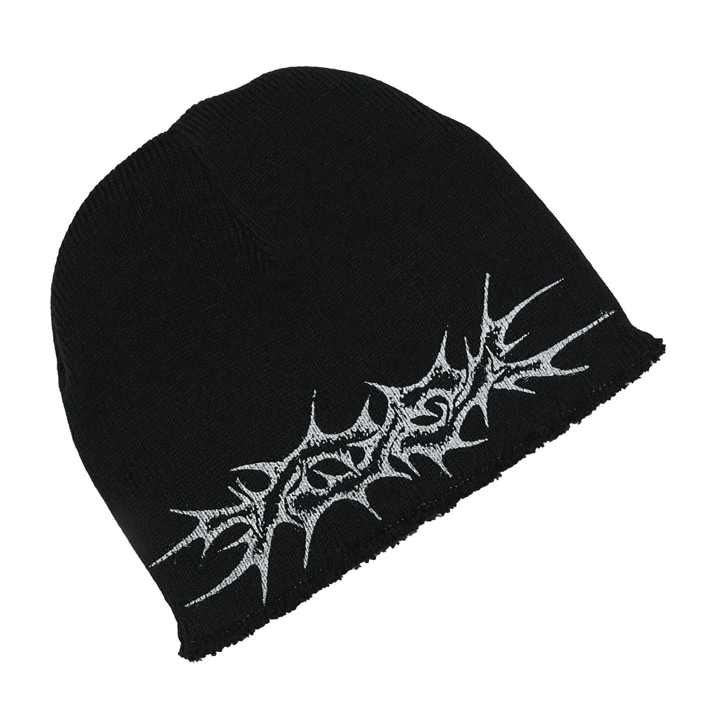 Punctured Beanie — Heavyweight Acrylic Knit (Rough Edge Finish)