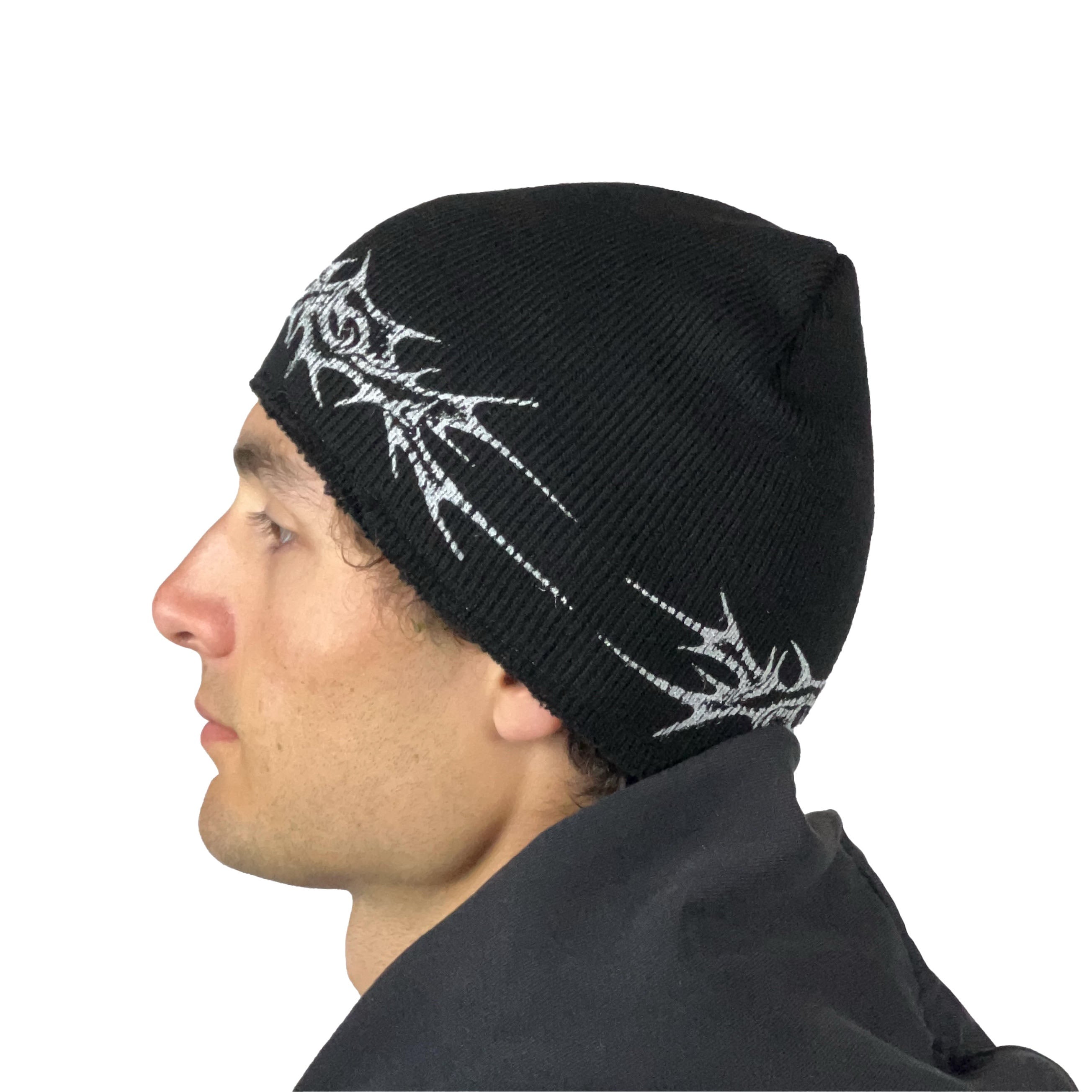 Punctured Beanie — Heavyweight Acrylic Knit (Rough Edge Finish)