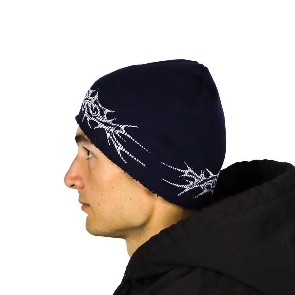 Punctured Beanie — Heavyweight Acrylic Knit (Rough Edge Finish)