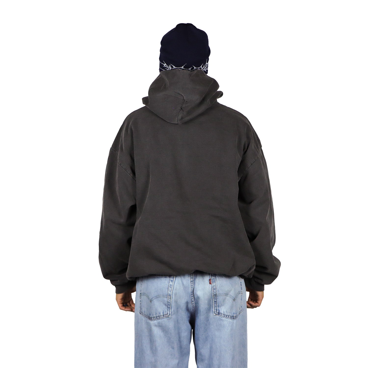 Suffering Hoodie back view on snowboarder - oversized pullover