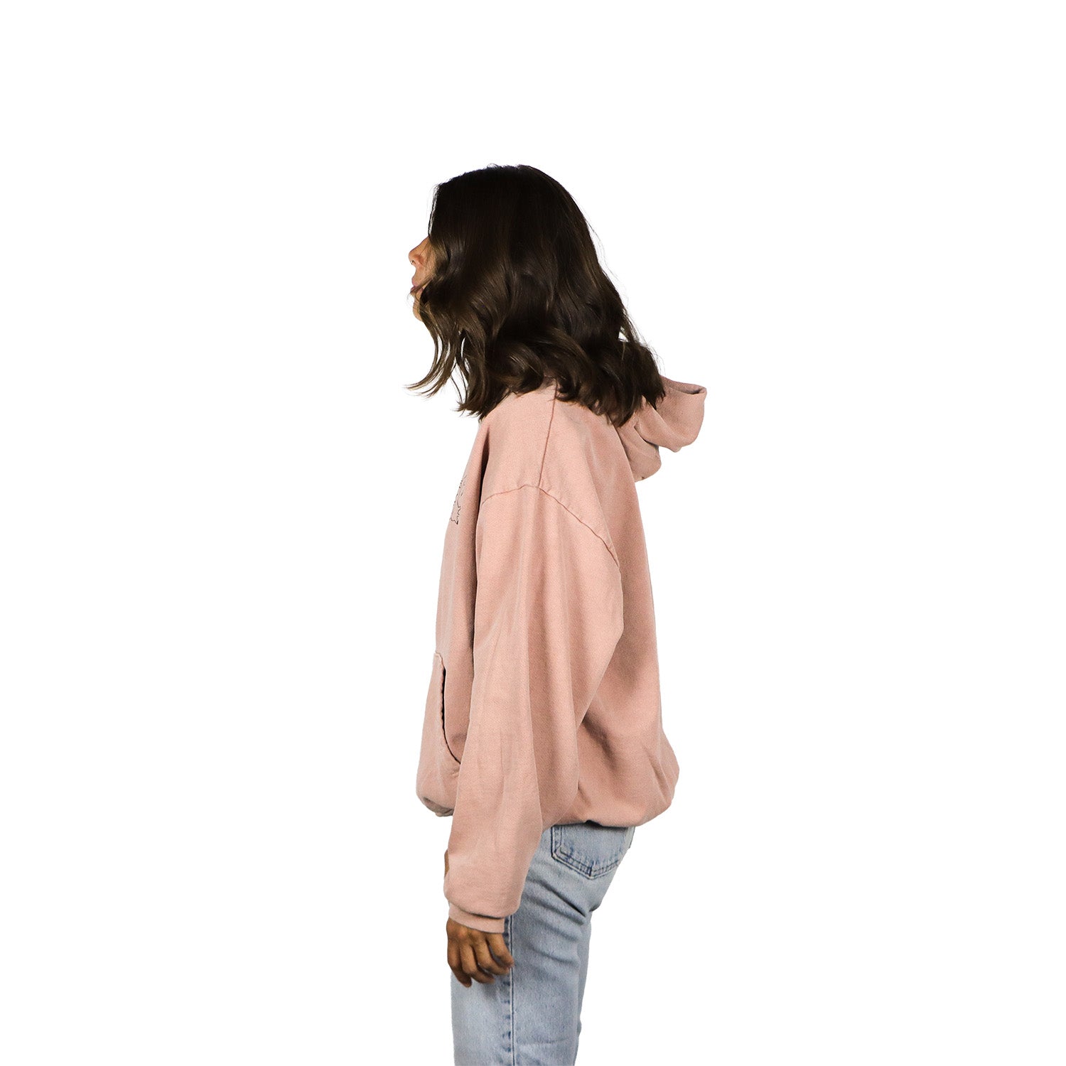 Barbed Hoodie lifestyle streetwear shot – Rose Quartz